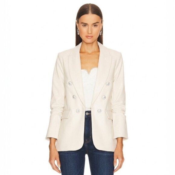 Veronica Beard Jackets & Blazers - Veronica Beard Beacon Dickey Jacket Faux Leather Ecru Size 0 NWT